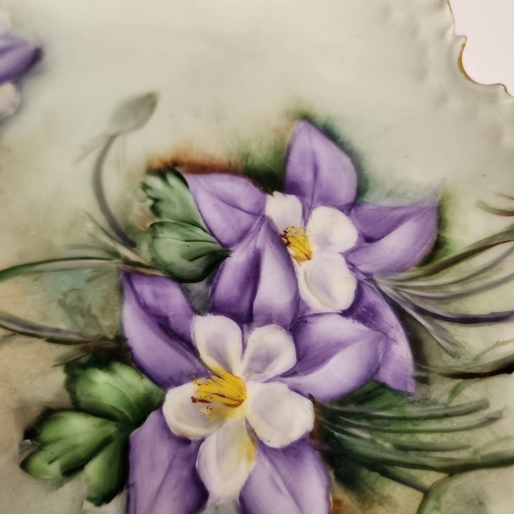 Vintage Bavarian Handpainted Porcelain Floral Decorative Plate 8" - Picture 3 of 5